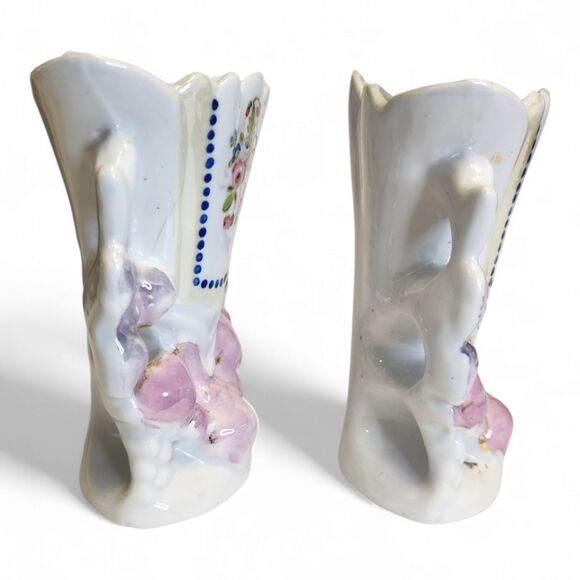 Antique French Bridal Vases - Set of 2, Hand Painted Porcelain, Marked '1834' - Picture 3 of 11